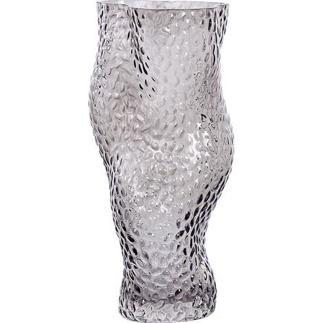 Florero de vidrio gris 31 cm jarrón sobremesa moderno decoración Dytiko
