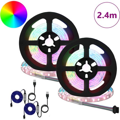 Bande LED 2 pcs Noir et Transparent 1200 mm Cuivre et plastique