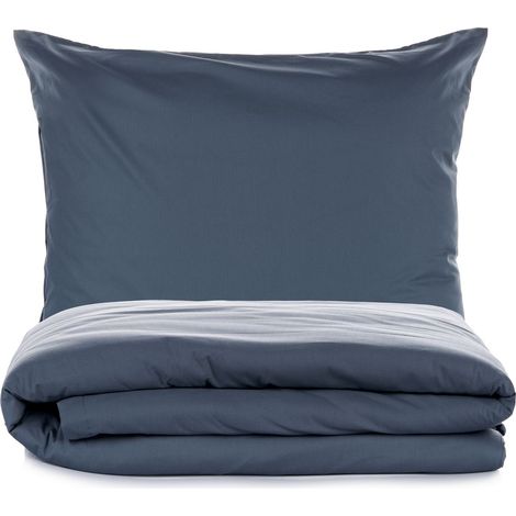 Housse de couette, housse de couette, linge de lit Set 100% Coton Anthracite (1/5)