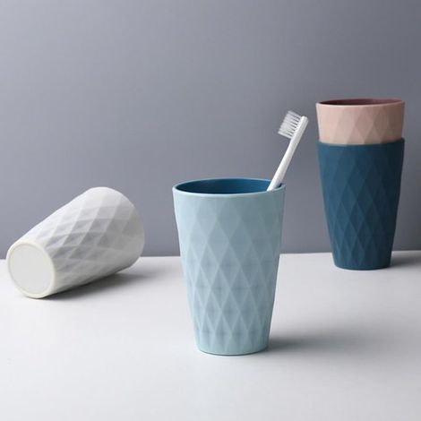 Lot de 2 gobelets de salle de bain - Design scandinave - 450 ml - Robustes et résistants aux chutes (1/5)
