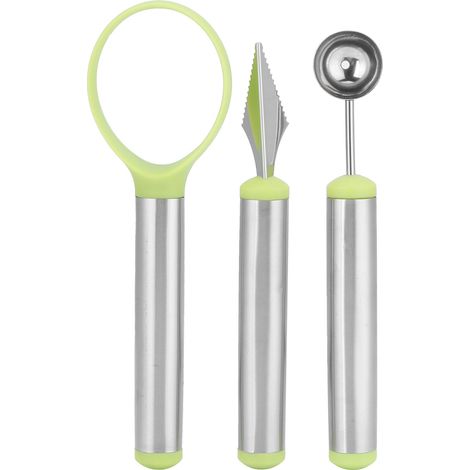 3-teiliges Set Obstlöffel aus Edelstahl mit Melonenausstecher und Sparschäler – Küchenhelfer (1/5)