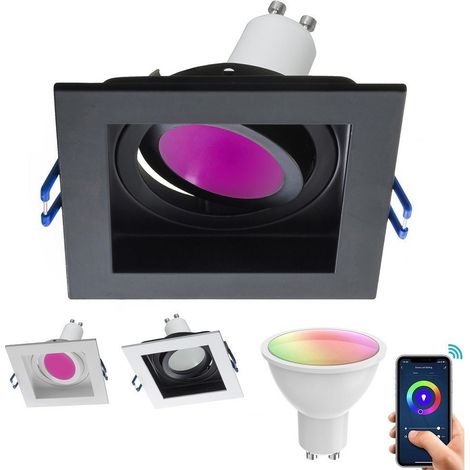 TRADE SHOP - Faretto Led Incasso Quadrato Smart Alexa Google Lampada Gu10 5w Wifi Rgb Cct 9cm - Bianco (1/5)