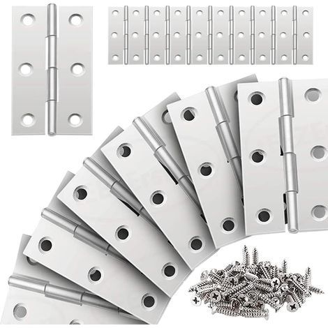 20 Pezzi Cerniere in Acciaio Inox, Cerniera per Ante Armadio Pieghevole Piatta 66x38mm per Casa, Mobili, Armadi, Porte, Cassetti con Viti (1/5)