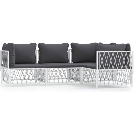 Maison Exclusive - Set Salotto da Giardino 4 pz con Cuscini in Acciaio Bianco (1/5)