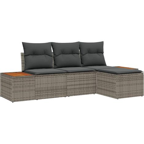 Maison Exclusive - Set Divano da Giardino 4 pcs Grigio Rattan in Polipropilene