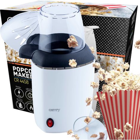 Camry CR 4458 Palomitero, Máquina de Palomitas de Maíz, Listas en 2,5 minutos, Circulación Aire Caliente, Sin Grasa 1200W Blanco