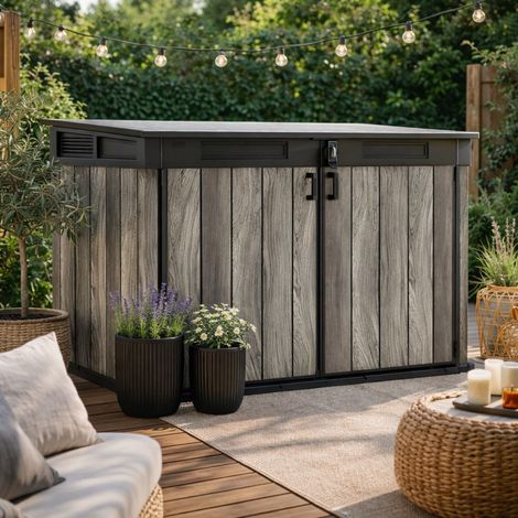 Keter – Coffre de jardin en résine 2020 L – 190,5 x 109,3 x 132,5 cm – Résistant aux intempéries – Verrouillable – Capacité 2020 L