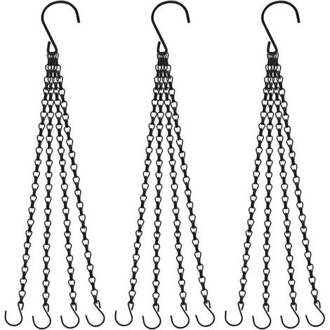 Chaîne noire 3 pièces - Pendentif 4 rangs - 58 cm - Chaîne pour panier suspendu - Convient pour suspendre mangeoires à oiseaux, plantes, pots de fleurs, nichoirs et lanternes décoratives (1/5)