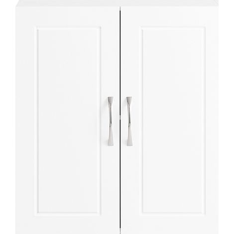 SoBuy  Wooden Cabinet White with 2 Doors  Storage Cupboard with Metal Handles  Wall Mounted Unit for Kitchen  55×20×60 cm  FRG231-T-W (1/5)