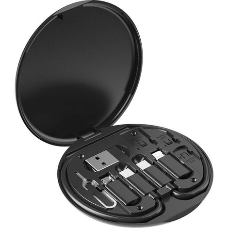 Multifunktionale Aufbewahrungsbox für Datenkabel, Adapter für USB-C- und Micro-USB-Geräte, universelles Datenkabel (schwarz) – Aufbewahrungsbox für Datenkabel (1/3)