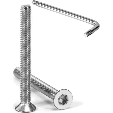 20 vis à tête fraisée torx m4 x 40 mm, acier inoxydable a2, filetage complet, clé t20 incluse, pour métal et assemblage (1/5)
