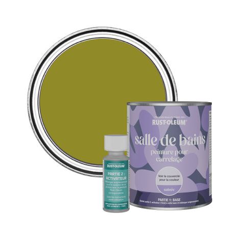 Peinture pour Carrelage de Salle de Bain, Finition Satinée - Olive marinée 750ml (1/3)