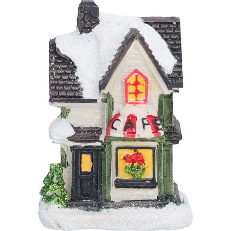 Maison de Noël Lumineuse en Résine avec LED Fonctionnant sur Piles (1/5)