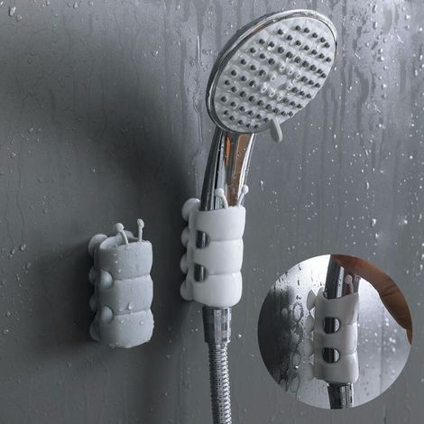 2 pièces de support de douche, accessoires de pomme de douche sans poinçon, ventouse, buse, support en silicone suspendu pour artefact fixe de séchage de fleurs amovible