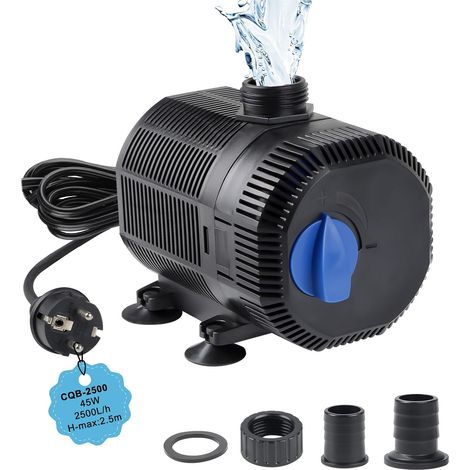 Pompe Bassin Pompe de Filtration 2500L/H Pompe À Eau Exterieur 45W Pomp Fontain Pomp Aquarium Submersible avec Câble 10M (1/5)