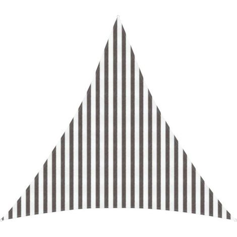 Voile d'ombrage gris clair et blanc, 4 x 4 x 4 mètres, en polyéthylène haute densité. (1/5)
