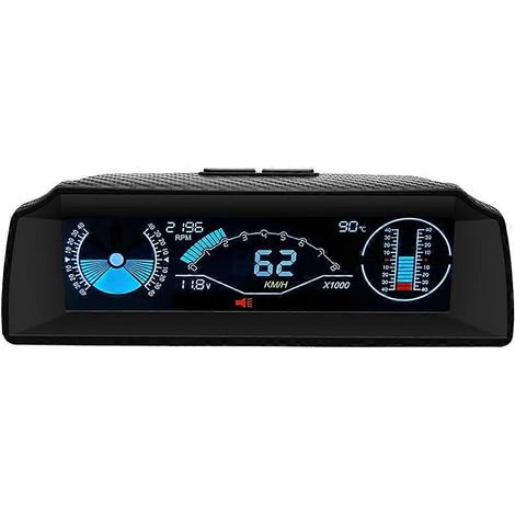 Pantalla de visualización frontal X90, ordenador de a bordo, velocímetro OBD2 para coche, indicador OBD con transportador de ángulo de inclinación. (1/5)