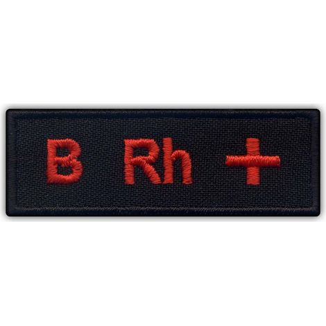 Patchion Gruppo Sanguigno B Rh + - Applicazione termoadesiva / retro termosaldabile - Toppa/Distintivo/Emblema ricamato