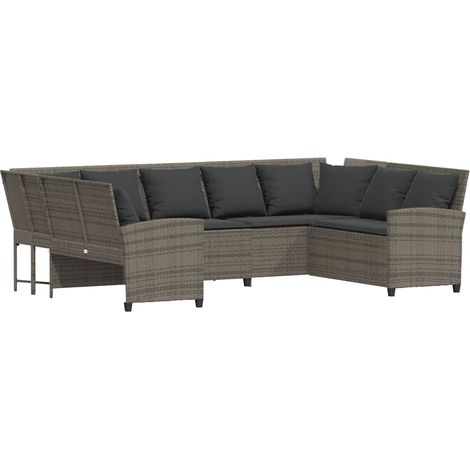 Maison Exclusive - Gartensofa mit Kissen Grau Poly Rattan