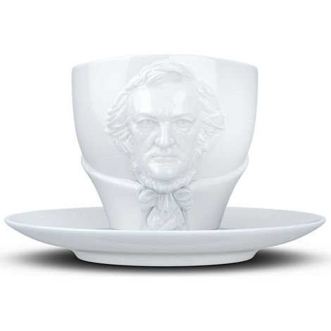 Tasse Richard Wagner avec sous tasse en porcelaine blanche (1/5)