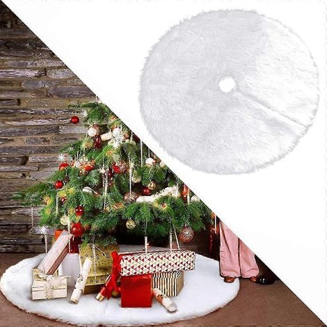 Jupe de sapin de Noël 78, tapis de sapin en fausse fourrure blanche, jupe de sapin, décoration de sapin de Noël, housse pour pied de sapin pour les fêtes (1/2)
