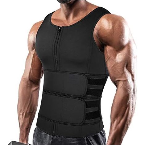 Gilet Sauna En Néoprène - 2,1 Mm - Soutien Lombaire Avec Bâtons Acier - Pour Entraînement Fitness Et Perte De Poids - Taille Unique (1/3)
