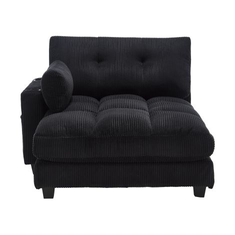 Fauteuil noir rayé, appui-tête pliable, 3 porte-gobelets et poche latérale (1/5)