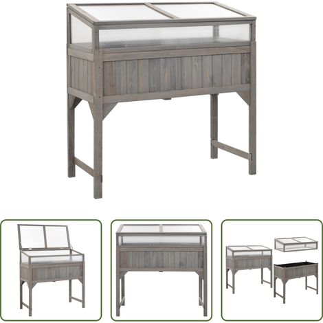 Holzbeet - Hochbeet mit Gewächshaus 110x54x120 cm Massivholz Tanne (1/5)