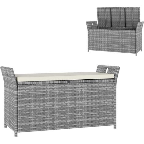 Coffre Theophanu Rangement Extérieur Confortable Gris Résine Tressée 125x55x70cm