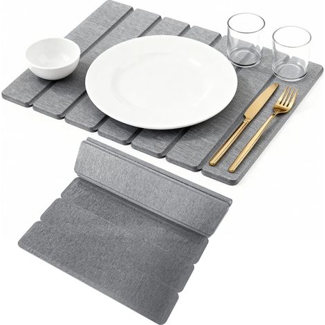 Tapis de Séchage en Pierre pour Comptoir de Cuisine, 30 x 40 cm Tapis Egouttoir Vaisselle en Terre de Diatomite, Tapis Vaisselle Absorbant Pliable pour Bouteilles, Tasses, Assiette (1/5)