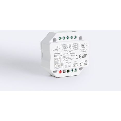 Controller Regolatore LED 12/24V DC per Striscia LED Monocolore/CCT/RGB/RGB/RGBW compatibile con Pulsante e Telecomando RF Monocolore / CCT / RGB / RGBW
