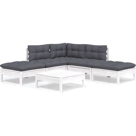 Maison Exclusive - Muebles de jardín 6 pzas con cojines blanco ma (1/5)