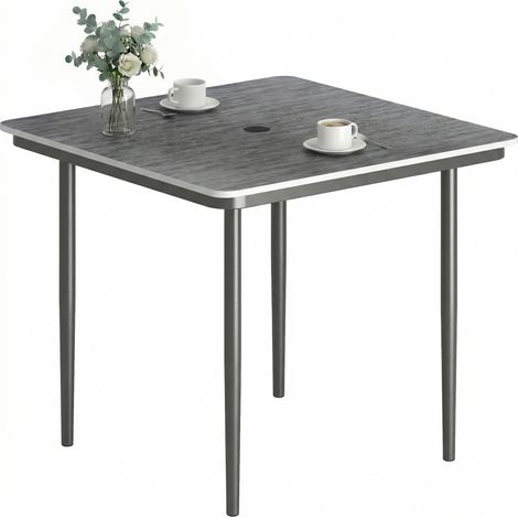 Outsunny Garden Dining Table, Outdoor Table with Umbrella Hole, Dark Grey (1/5)
