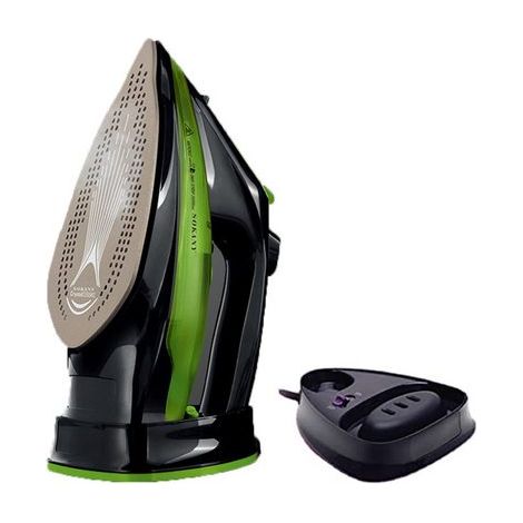 Fer à repasser, Fer à Vapeur, fer repasser voyage Semelle antiadhésive, 2400W, sans fil, 360ML,Vert, KINSI