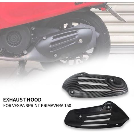 Fits SYM Fit 4, 5 and 150 Fiddle. Retro exhaust cover with carbon fiber texture for protection against heat and degradation.