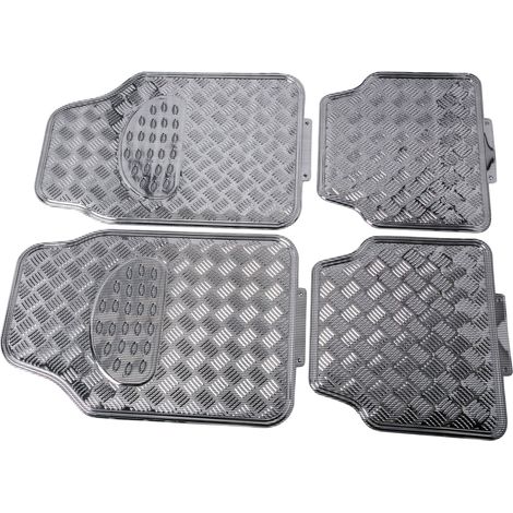 Jeu de 4 Tapis de sol PVC Look Aluminium - Universels - Carbone (1/5)