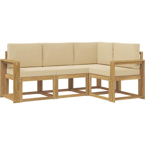Outdoor-Sofagarnitur 4 pcs Weiß und Beige vidaXL