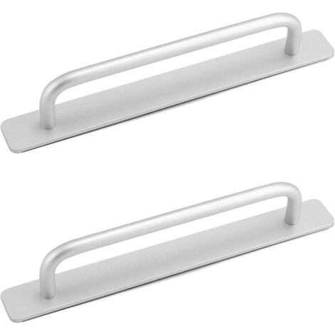 2 Pieces Self-Adhesive Sliding Door Handle, Aluminum Alloy Furniture Handle 210 x 25 mm Silver (1/4)