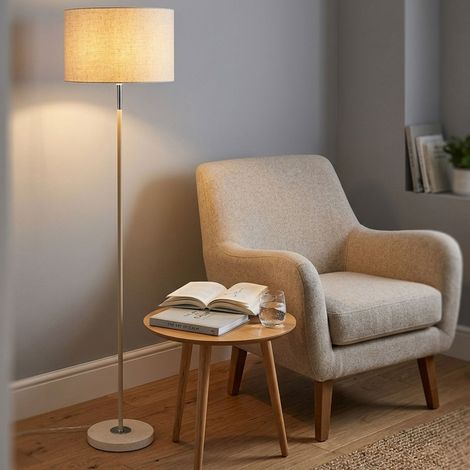 Stehlampe Stehleuchte Wohnzimmerlampe Fußschalter Sand Metall H 159 cm (1/5)
