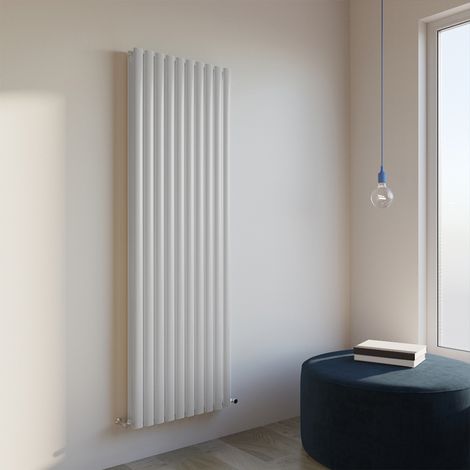 Acezanble 1800x590mm Double White Vertical Oval Column Central Heating Designer Radiator (1/5)