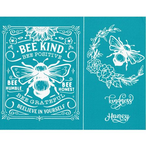 Selbstklebende Siebdruck-Schablonen mit Bienen- und Blumenmotiven für Bastelarbeiten