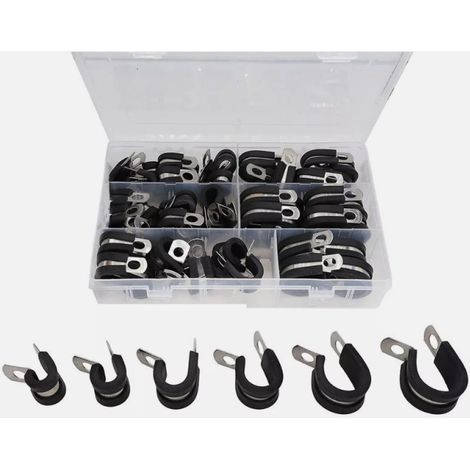 52X P-förmige Schlauchschelle, Kabelschelle, Montageschelle mit Gummi. - 52X P-förmige Schlauchschelle, Kabelschelle, Montageschelle mit Gummi. (1/5)