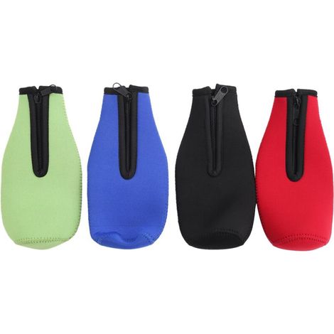 Paquet de 4 Manchons Isolants pour Bouteilles BièRe Garder la Boisson au Frais,Vestes à Fermeture éClair,Manchons Refroidisseur BièRe,Housse en NéOprèNe (1/4)