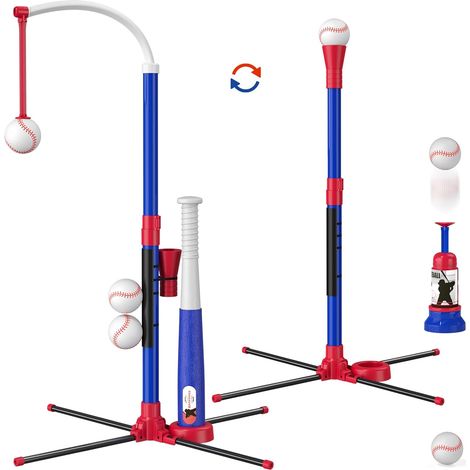 3 in 1 Baseball Set for Children Baseball Ball Ball Holder, Suspended, Baseball Launcher and 6 Softball, Adjustable Height, Baseball Toys for Children (1/5)