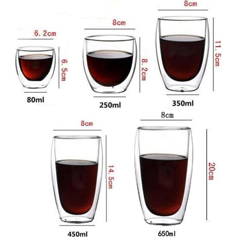 3 PCS Double Wall Glass Mug,Coffee Cup Glass Mug Clear Glass Coffee Cup Whiskey Glass Cup for Women Men (1/5)