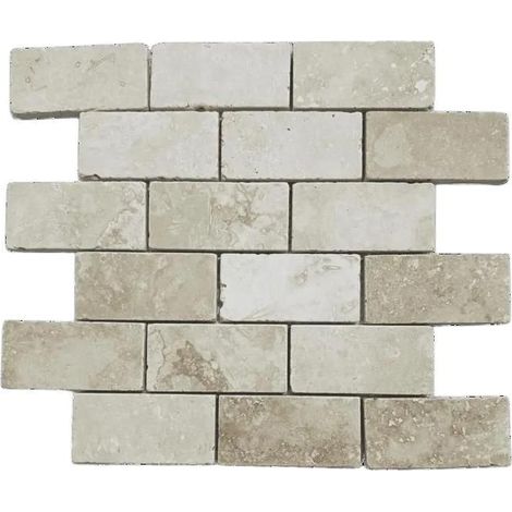 Mosaico - ALBEDO PIETRA - Mosaico travertino - Avorio invecchiato - Pietra naturale - 30,5x35,5x1 cm