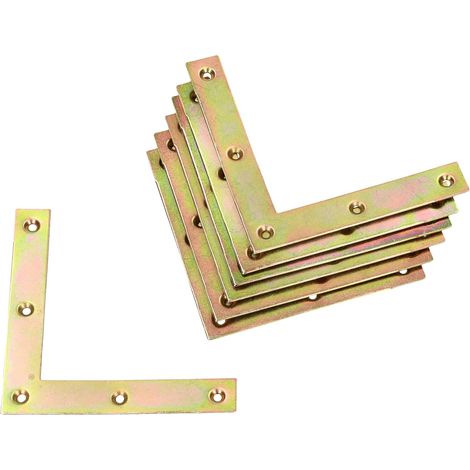 KOTARBAU Lot de 25 connecteurs d'angle plats - 100 mm - Jaune galvanisé - Pour raccords d'angle (1/5)