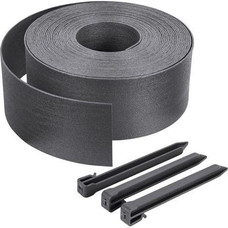 Bordure de jardin en PE recyclé 10m – Hauteur 12cm, épaisseur 3mm – 10 piquets en polypropylène – Aspect naturel pour délimitation (1/5)