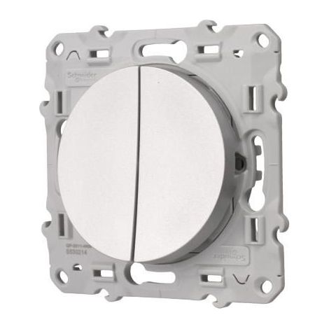 Double interrupteur va-et-vient 250V - aluminium - Odace - Schneider (1/5)