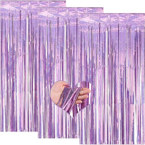 NALOOKAMIC 3Pièces Rideau Frange Anniversaire,Happy Birthday Decoration de Rideau de Paillettes, Rideaux de Clinquant de Franges pour la fête d'anniversaire de Mariage Baby Shower Noël-1m x 2m (Rose) (1/5)
